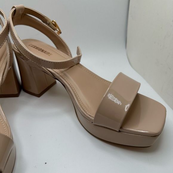 CUSHIONAIRE Women's platform dress sandal +Memory Foam 7 WIDE NUDE - Picture 6 of 7